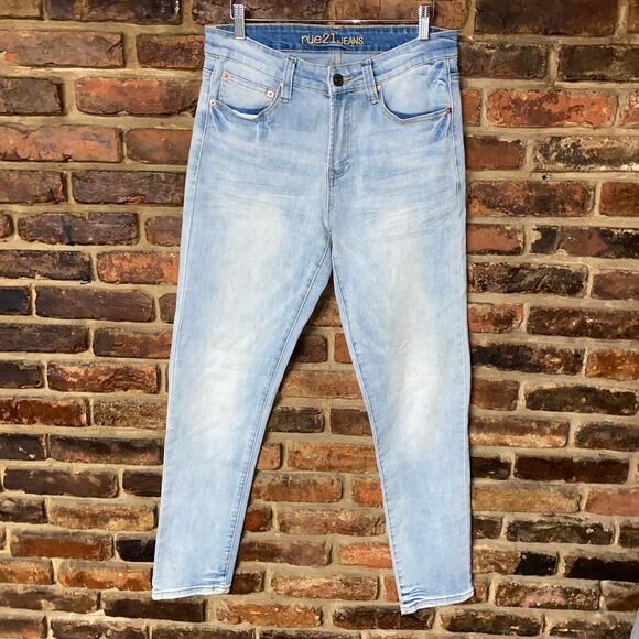 Rue 21 Light Wash Blue Denim Skinny Ultra Flex Stretch Jeans Men's Size 30x30 - Picture 1 of 6